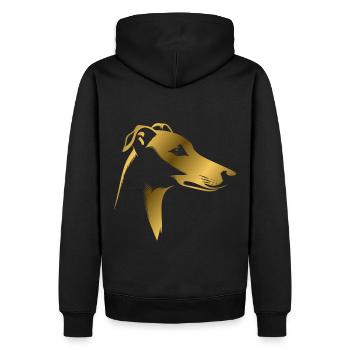 Lévrier lévrier, tête de chien, dessin d’or - Sweat à capuche Premium bio Homme - noir - Dos - Nico (187cm)