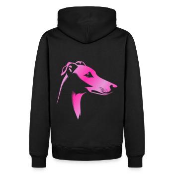 Lévrier lévrier, tête de chien, dessin rose - Sweat à capuche Premium bio Homme - noir - Dos - Nico (187cm)