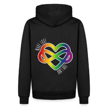 Polyamory Heart: Make Love & Don't Hate (white) - Männer Premium Bio Hoodie - Schwarz - Hinten - Nico (187cm)
