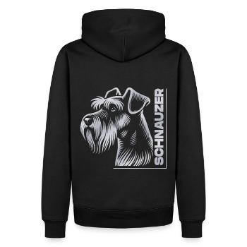 Schnauzer Portrait dessin tête argent - Sweat à capuche Premium bio Homme - noir - Dos - Nico (187cm)