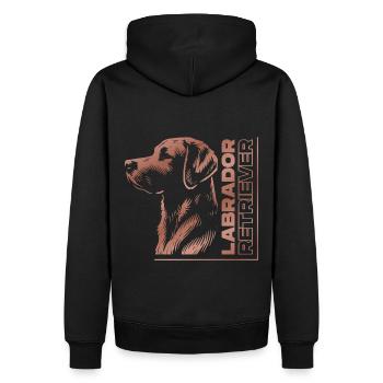 Labrador Zeichnung Kopf rosegold - Männer Premium Bio Hoodie - Schwarz - Hinten - Nico (187cm)