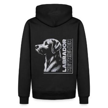 Labrador Drawing Head Silver - Men’s Premium Organic Hoodie - black - Back - Nico (187cm)