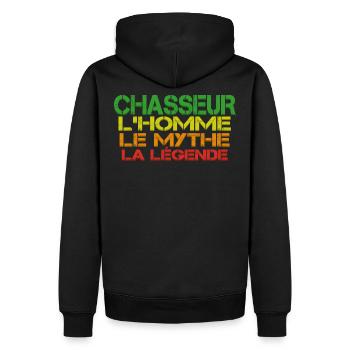 Homme Chasseur - Une Légende - Sweat à capuche Premium bio Homme - noir - Dos - Nico (187cm)