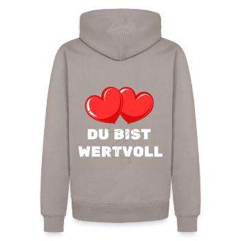Du bist Wertvoll Herz Luftballon Liebe Zuneigung - Männer Premium Bio Hoodie - Taupe - Hinten - Nico (187cm)