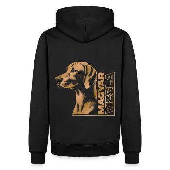 Magyar Vizsla Zeichnung Kopf gold - Männer Premium Bio Hoodie - Schwarz - Hinten - Nico (187cm)
