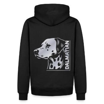 Dalmatian Portrait Zeichnung Kopf silber - Männer Premium Bio Hoodie - Schwarz - Hinten - Nico (187cm)