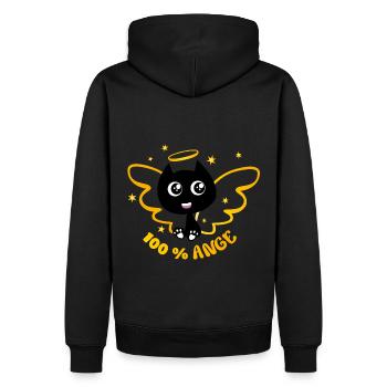 100 % ange ! chat humour, chat drôle - Sweat à capuche Premium bio Homme - noir - Dos - Nico (187cm)