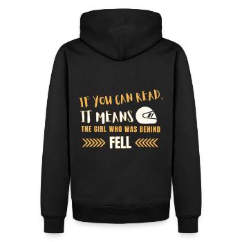 If you can read, it means the girl who was behind - Sweat à capuche Premium bio Homme - noir - Dos - Nico (187cm)