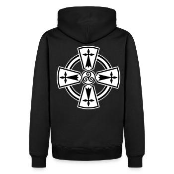 Breizh Celtic cross - Sweat à capuche Premium bio Homme - noir - Dos - Nico (187cm)