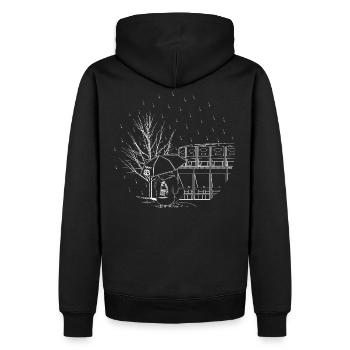 Free Party Rain - Männer Premium Bio Hoodie - Schwarz - Hinten - Nico (187cm)