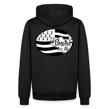 Drapeau Bretagne authentique - Sweat à capuche Premium bio Homme - noir - Dos - Nico (187cm)