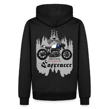 Caferacer Bavaria Custom Motorrad Bayern - Männer Premium Bio Hoodie - Schwarz - Hinten - Nico (187cm)