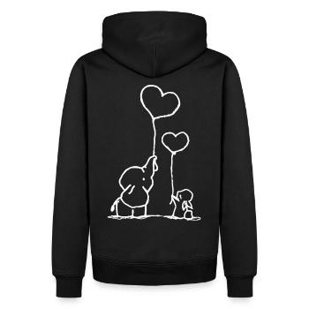 Lapin et éléphant doux - Sweat à capuche Premium bio Homme - noir - Dos - Nico (187cm)