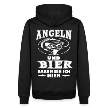 Angeln und Bier - Männer Premium Bio Hoodie - Schwarz - Hinten - Nico (187cm)