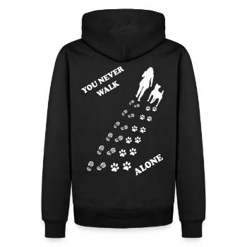 You never go alone - Men’s Premium Organic Hoodie - black - Back - Nico (187cm)