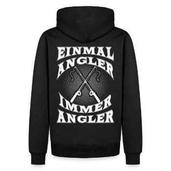 Einmal Angler immer Angler - Männer Premium Bio Hoodie - Schwarz - Hinten - Nico (187cm)