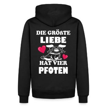 Le plus grand amour a quatre pattes - Sweat à capuche Premium bio Homme - noir - Dos - Nico (187cm)