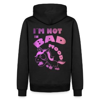 Einhorn gute Laune - Männer Premium Bio Hoodie - Schwarz - Hinten - Nico (187cm)