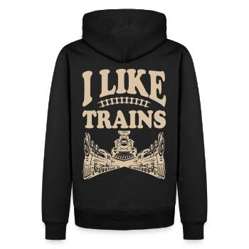 Ich mag Züge - Männer Premium Bio Hoodie - Schwarz - Hinten - Nico (187cm)
