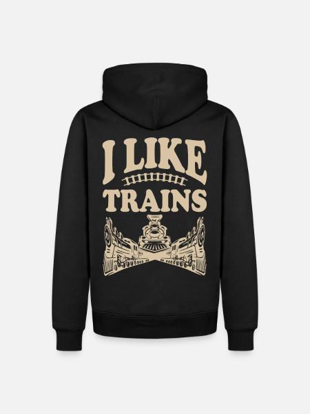 I like trains - Men’s Premium Organic Hoodie - black