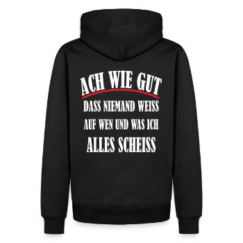 Wie gut das niemand weiss Geschenk Idee - Männer Premium Bio Hoodie - Schwarz - Hinten - Nico (187cm)