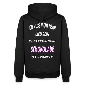 Schokolade cooler Spruch Geschenk Idee - Männer Premium Bio Hoodie - Schwarz - Hinten - Nico (187cm)