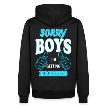 I marry sorry guys JGA gift idea - Men’s Premium Organic Hoodie - black - Back - Nico (187cm)