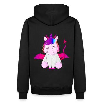 Einhorn Teufelshorn Geschenk Idee böse Vektor - Männer Premium Bio Hoodie - Schwarz - Hinten - Nico (187cm)