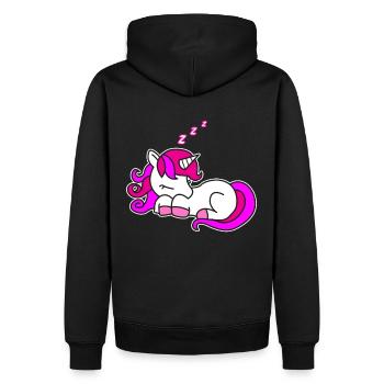 Süßes schlafendes Einhorn Kinder Geschenk Idee - Männer Premium Bio Hoodie - Schwarz - Hinten - Nico (187cm)