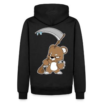 Cooler Teddy mit Sense Geschenkidee böse Kinder - Männer Premium Bio Hoodie - Schwarz - Hinten - Nico (187cm)
