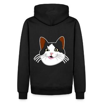Katze Katzenkopf - Männer Premium Bio Hoodie - Schwarz - Hinten - Nico (187cm)
