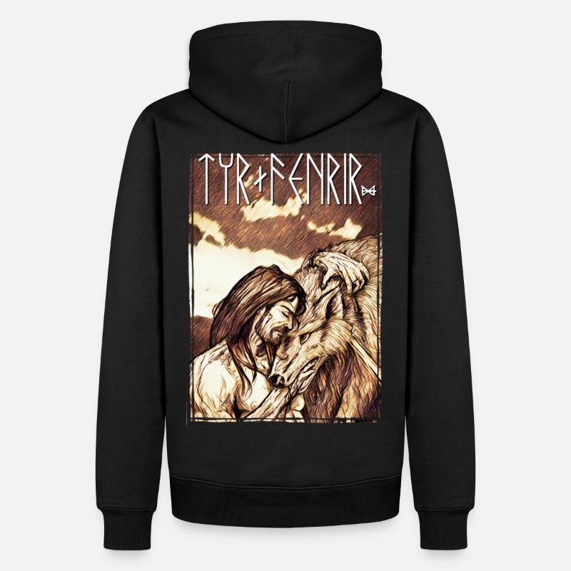 Tyr + Fenrir - Sweat à capuche Premium bio Homme - noir