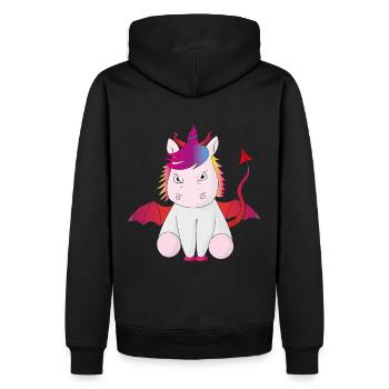 Teufelshorn das Einhorn böse Geschenkidee witzig - Männer Premium Bio Hoodie - Schwarz - Hinten - Nico (187cm)