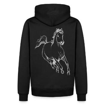 Pferd Pferdchen Reiten Hobby Geschenkidee - Männer Premium Bio Hoodie - Schwarz - Hinten - Nico (187cm)
