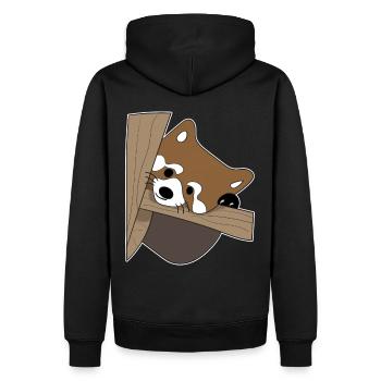 Le petit chat panda rouge - Sweat à capuche Premium bio Homme - noir - Dos - Nico (187cm)