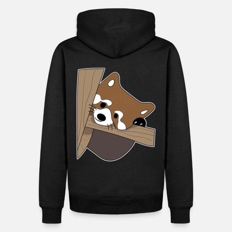 Le petit chat panda rouge - Sweat à capuche Premium bio Homme - noir