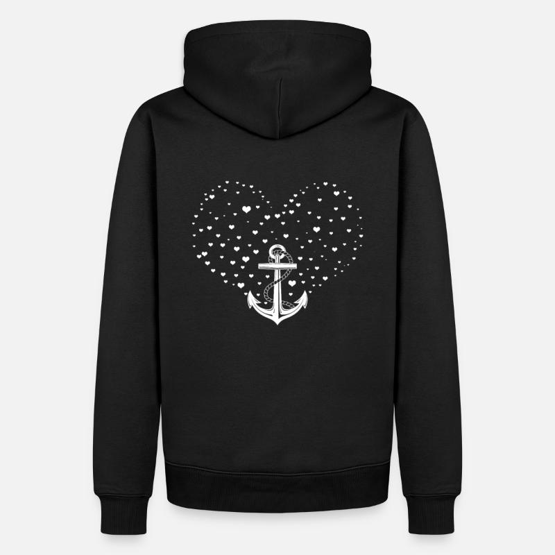 Anker Herz Herzen Geschenkidee - Männer Premium Bio Hoodie - Schwarz