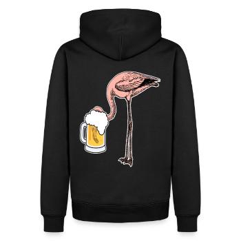 Flamingo mit Bier lustige Bilder Geschenkidee - Männer Premium Bio Hoodie - Schwarz - Hinten - Nico (187cm)