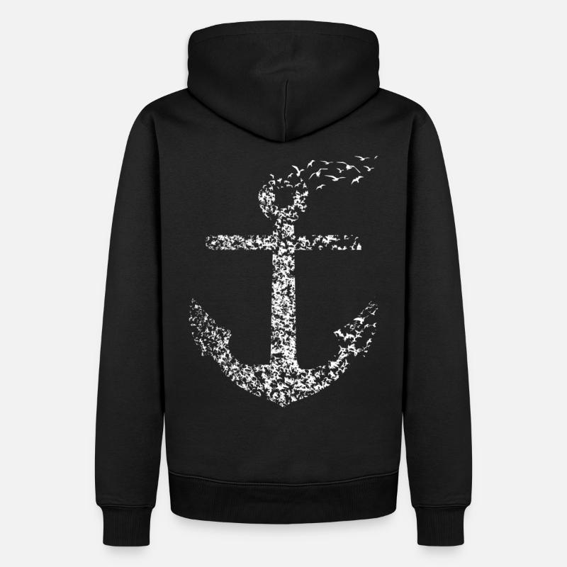 Anker Möwe fliegen Geschenkidee Küste - Männer Premium Bio Hoodie - Schwarz