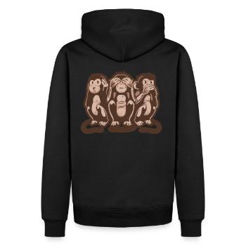 Drei weise Affen sprechen Hören & Sehen - Männer Premium Bio Hoodie - Schwarz - Hinten - Nico (187cm)
