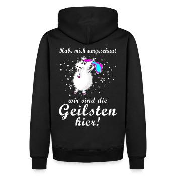 Einhorn die geilsten hier cooler Spruch Geschenk - Männer Premium Bio Hoodie - Schwarz - Hinten - Nico (187cm)