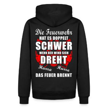 Die Feuerwehr hat es doppelt schwer cooler Spruch - Männer Premium Bio Hoodie - Schwarz - Hinten - Nico (187cm)