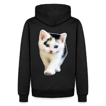 Idée cadeau chat chaton chat mignon chat - Sweat à capuche Premium bio Homme - noir - Dos - Nico (187cm)