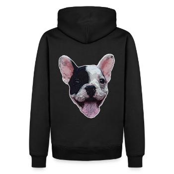 Tête de chien chiot bouledogue cadeau amoureux des chiens - Sweat à capuche Premium bio Homme - noir - Dos - Nico (187cm)