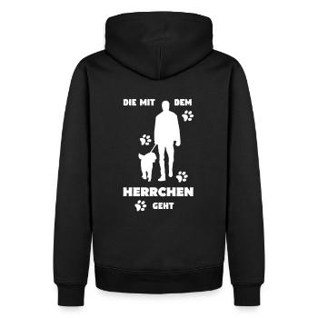 Die mit Herrchen geht Gassi Hundehalter lustig - Männer Premium Bio Hoodie - Schwarz - Hinten - Nico (187cm)