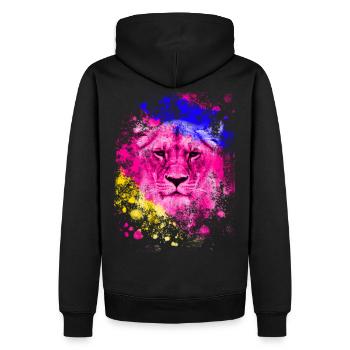 Lion art cadeau tête de lion coloré - Sweat à capuche Premium bio Homme - noir - Dos - Nico (187cm)