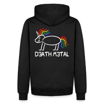 Licorne death metal - Sweat à capuche Premium bio Homme - noir - Dos - Nico (187cm)