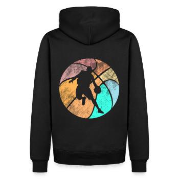 Basketball Vintage Sport Geschenk - Männer Premium Bio Hoodie - Schwarz - Hinten - Nico (187cm)