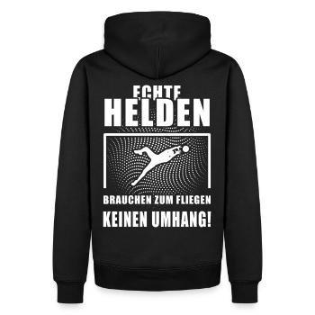 Echte Helden Tothüter Torwart cooler Spruch Sport - Männer Premium Bio Hoodie - Schwarz - Hinten - Nico (187cm)