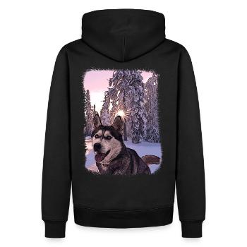 Husky dans la neige peinture portrait de chien - Sweat à capuche Premium bio Homme - noir - Dos - Nico (187cm)